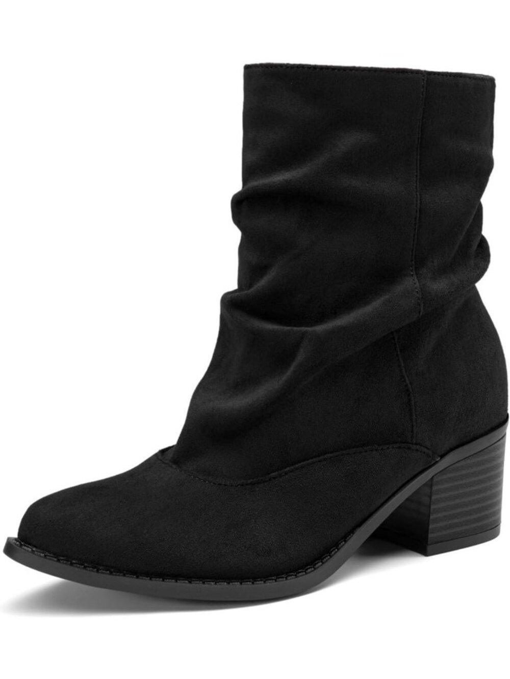 Slouchy Chunky Heel Ankle Boots for Women - Stylish Slip-On Footwear